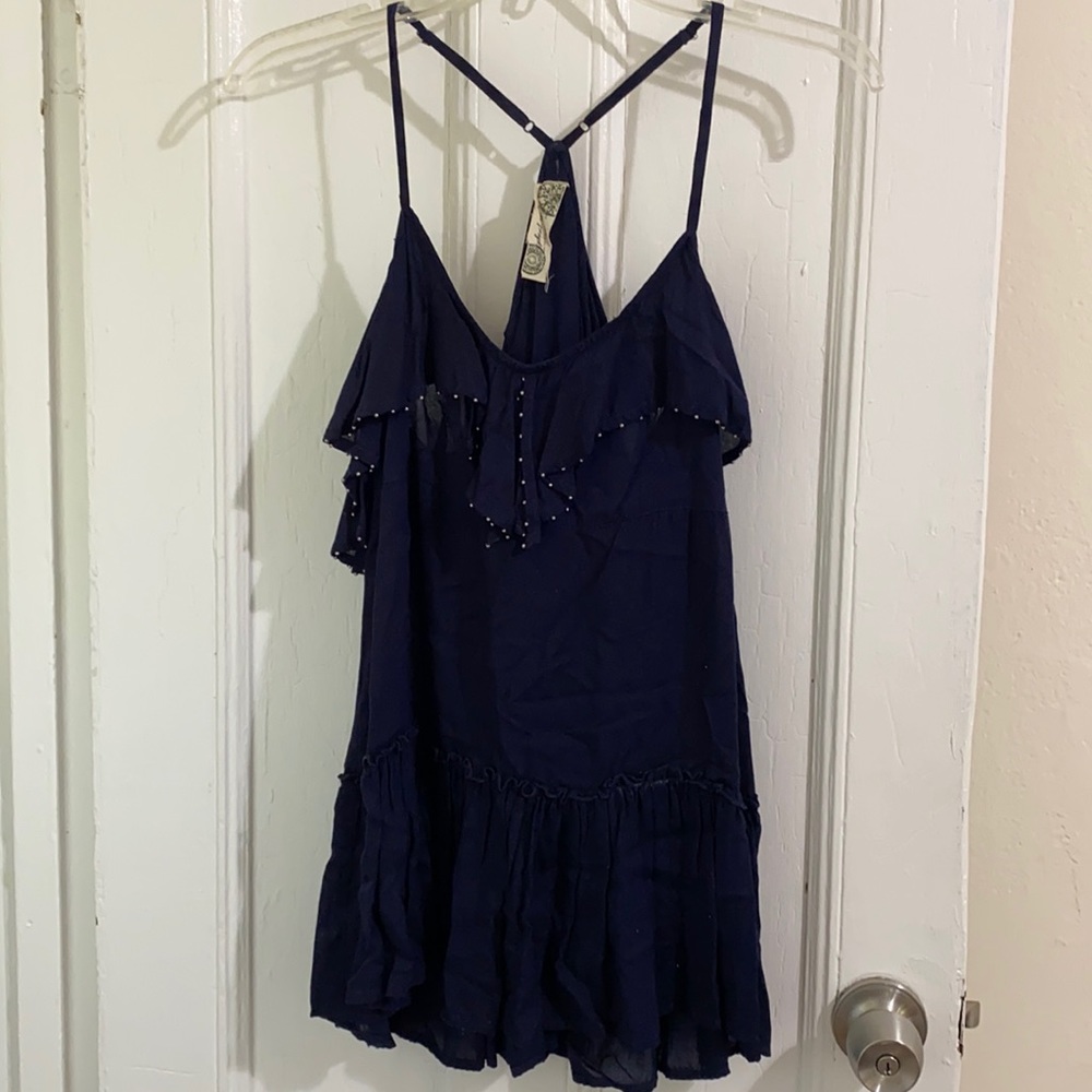 Navy Free People Racer Back Top